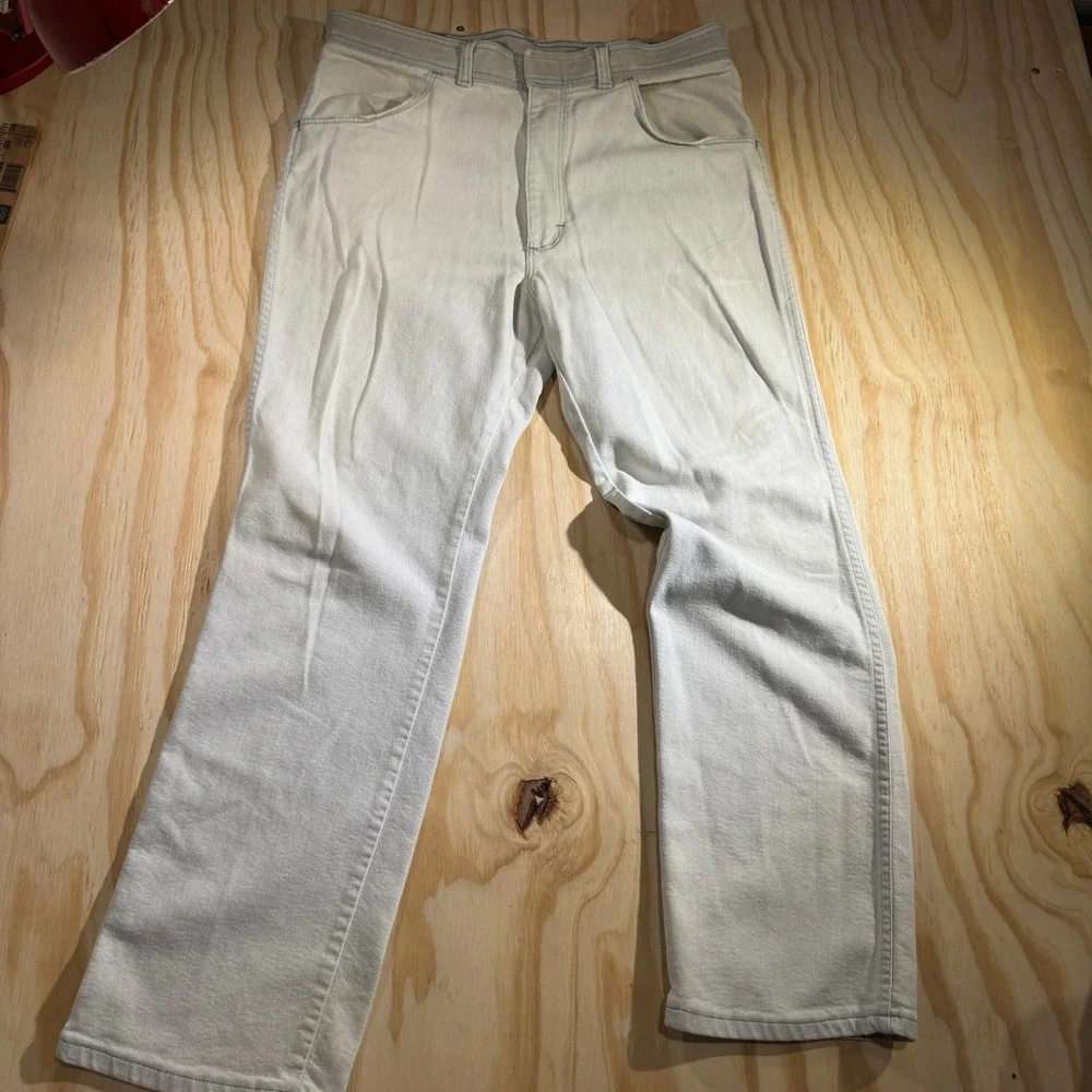 Wrangler Men's Vintage Made in USA Heavyweight Denim Bootcut Jeans White Wash 36